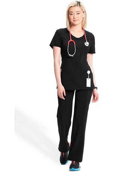 Cherokee UNIFORMS Halat Medical Cherokee PROTX2® cu Decolteu Rotund - Infinity Negru Marime Uniforma: L