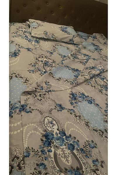 MyStory Home طقم غطاء لحاف مفرد أزرق (ملاءة سرير عادية)