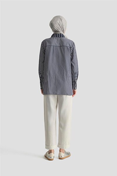 Armine Beli Lastikli Pamuk Pantolon 25Y2808 Beyaz