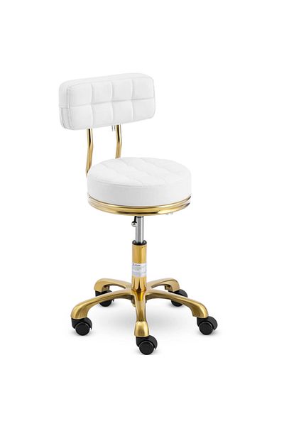 Physa Scaun cosmetic cu spătar pe roți până la 150 kg GELA auriu alb