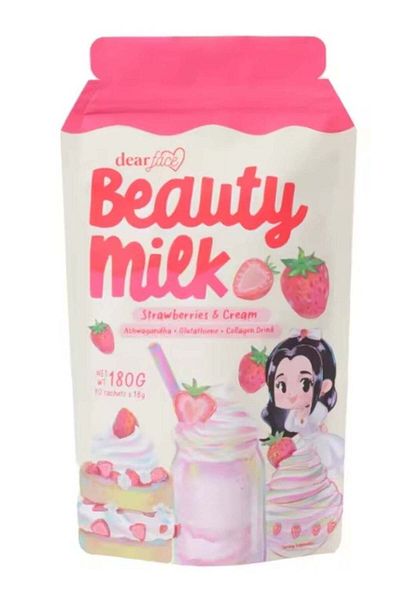 deart Deer Face Beauty Milk Strawberry and Cream with Ashwagandha, Glutathione, and Collagen