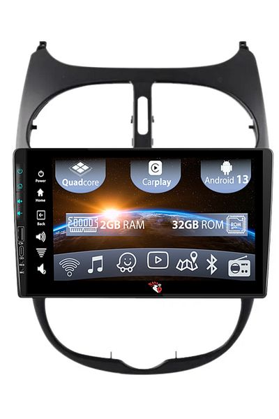 navi-it Navigatie dedicata Peugeot 206 2004-2008, USB&Butoane fizice frontale, Android 13, Wireless Carplay