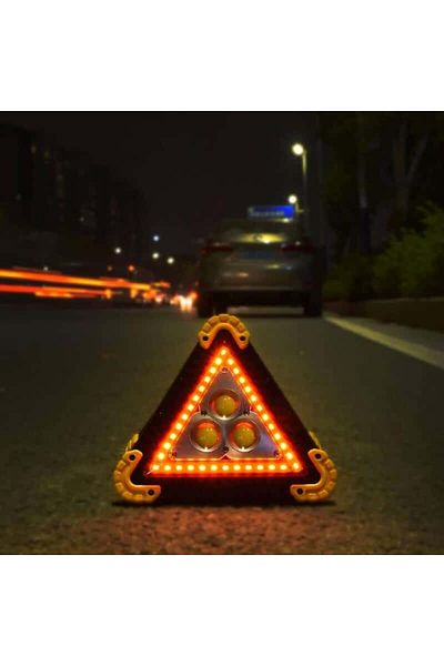BGRJ Automotive Reflective triangle with LEDs, solar and USB charging