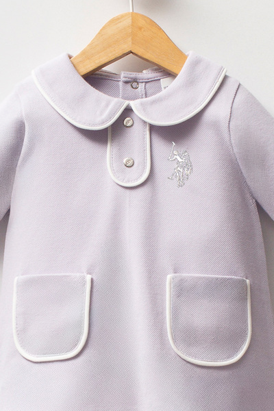 U.S. Polo Assn. Licensed Baby Girl Long Sleeve Pique Dress