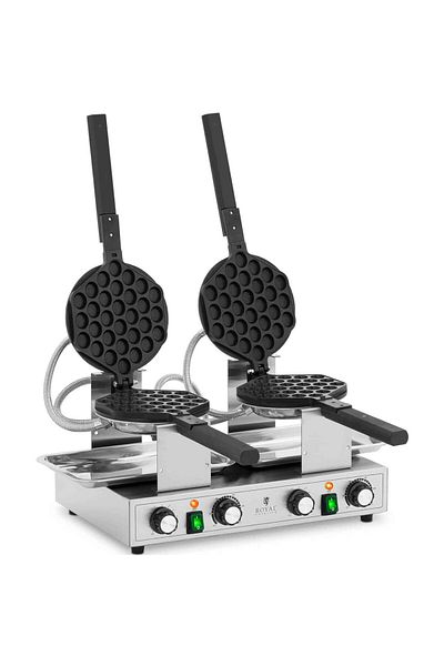 Royal Catering Gofrownica bąbelkowa podwójna do gofrów bubble waffle TEFLON 2 x 1400 W