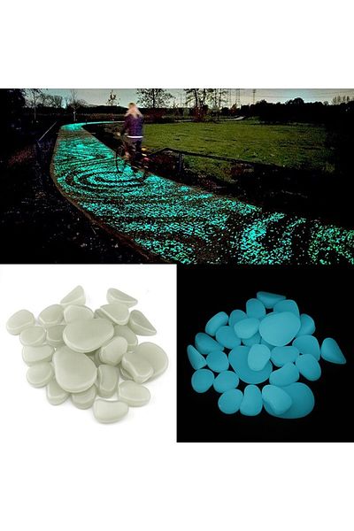 PROCART Pietricele fosforescente translucide, decorative, care strălucesc în întuneric și luminează culoarea turcoaz 1000 gr