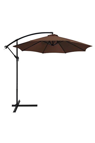 PROCART Umbrelă de grădină cu diametrul de 300 cm, impermeabilă, unghi de înclinare reglabil, cadru din oțel, maro