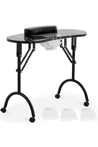 Physa Biurko stolik do manicure kosmetyczny z pochłaniaczem pyłu składany na kółkach 90 x 43 x 73 cm