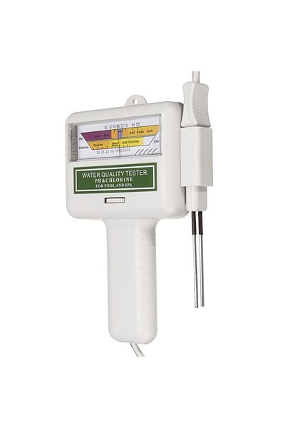 PROCART Tester electronic de pH pentru piscină, afișaj LCD, oprire automată, 17 x 11,5 x 3 cm, alb