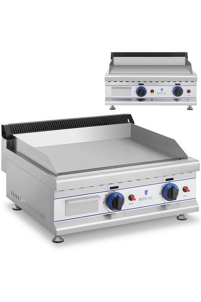 Royal Catering Grill podwójny gładki gazowy na gaz LPG / Propan-Butan 2 x 3000 W 30 mbar