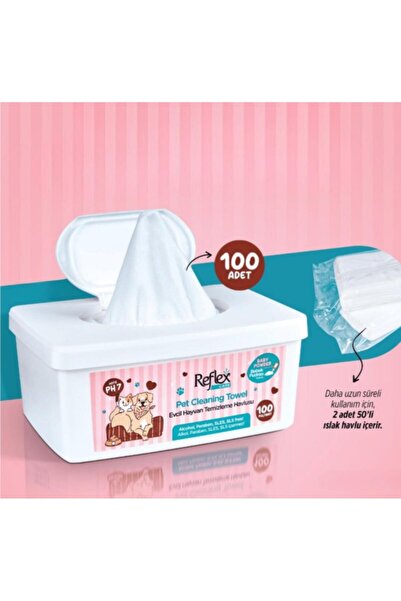 Reflex Evcil Hayvanlar İçin Çok Amaçlı Hijyenik Temizleme Havlusu 100 lü x 3 Paket