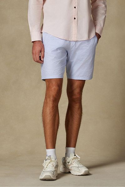 Abbate Sky Dobby Cotton Comfort Fit Light Blue Men's Patterned Shorts