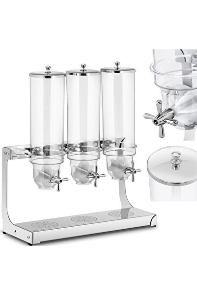Royal Catering Dozator pentru fulgi de orez și bomboane, transparent, triplu,...