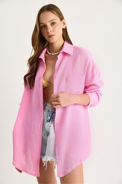 Bianco Lucci Дамска риза Oversize Basic от муселин 60282021
