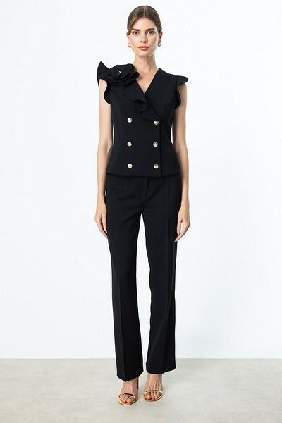 Ekol Straight Leg Pocketless Trousers Black