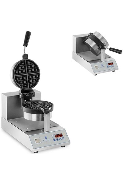 Royal Catering Gofrownica obrotowa do gofrów okrągłych ćwiartek śr. 18cm 1300W RCWM-1300-RE