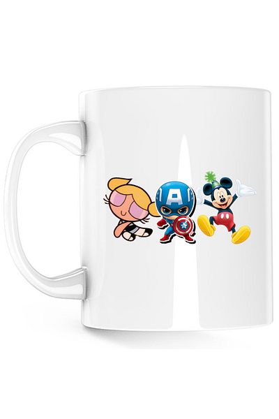OEM Cana Captain America Chibi Small Cute Mickey Mouse Powerpuff, alba, 330 ml