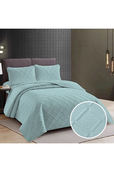 Pucioasa Plain Bedspread + 2 Pillowcases - Ice Gray