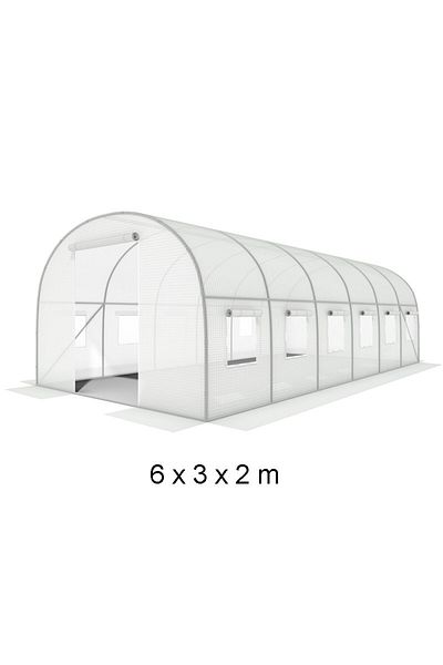 PROCART Seră tunel 6x3x2 m, 12 ferestre, ușă cu fermoar, folie filtrantă UV4, 6 secțiuni