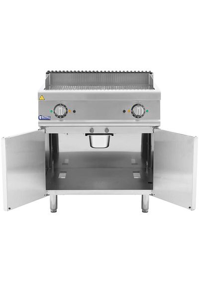 Royal Catering Grill płyta grillowa elektryczna podwójna ryflowana z szafką wolnostojąca 10.8 kW 400 V