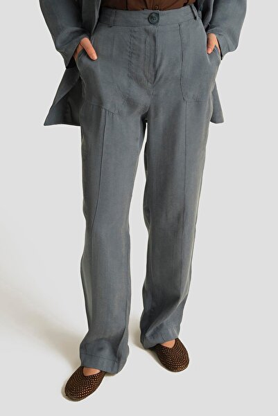 Armine Önü Dikişli Cupra Palazzo Pantolon 25YD4246-2 İndigo