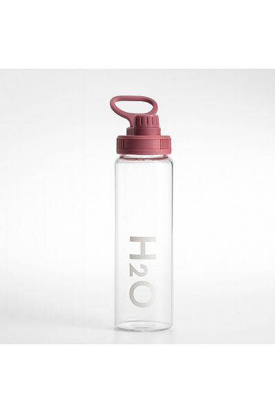 Fhilli زجاجة مياه H2O سعة 1000 مل من زجاج البوروسيليكات مع غطاء ملون وزجاجة مياه تريتان خالية من مادة BPA - 6 خيارات للألوان