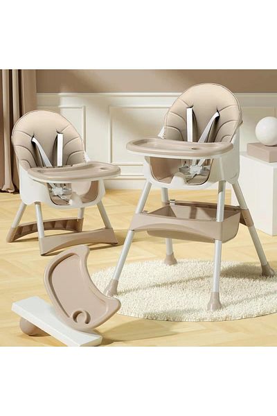 Yelajoy Baby Feeding High Chair,Adjustable Height Foldable Toddler Seat,with Meal Tray,for Babies,KHAKI