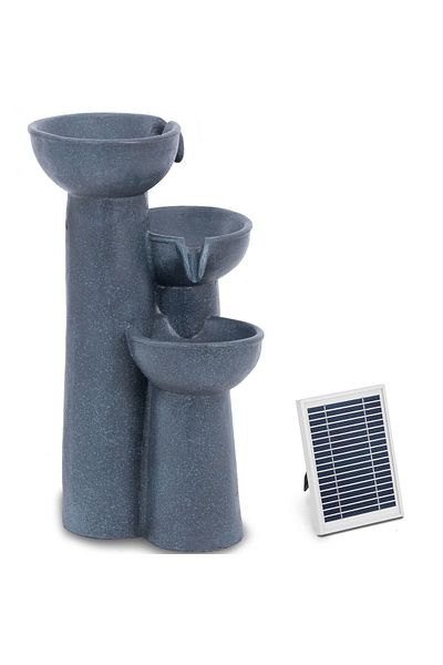 Hillvert Fontanna kaskada ogrodowa solarna z oświetleniem LED 3 misy 3 W