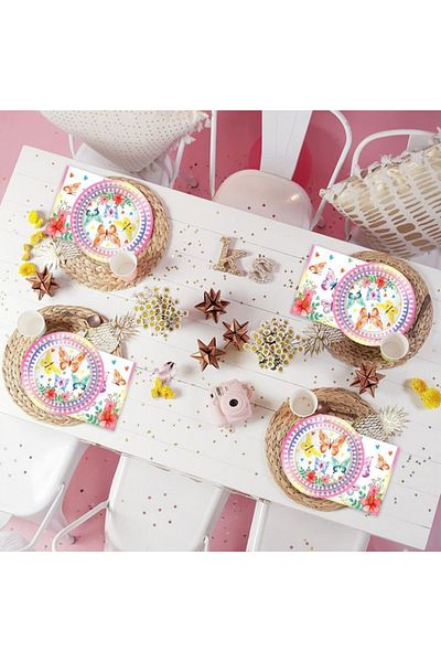 MEZHEN party tableware set, paper, multicolor, 28 pieces
