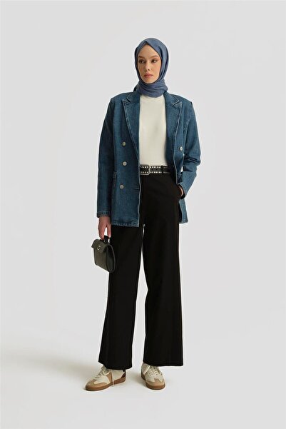 Armine Yüksek Bel Palazzo Pantolon 25Y2812 Siyah