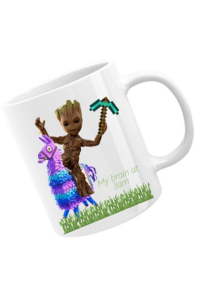 OEM Cana Baby Groot Riding Fortnite Lama Minecraft Pickaxe, alba, 330 ml