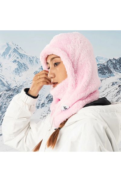 Qunature Ciepła kominiarka z futerka zimowa narciarska Arctic Velvet rozmiar M - różowa