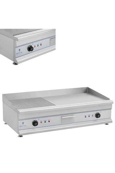 Royal Catering Grill elektryczny 230V podwójny duży ryflowany 100cm