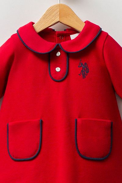 U.S. Polo Assn. Licensed Baby Girl Long Sleeve Pique Dress