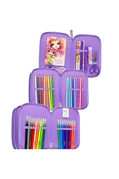 NEBULOUS STARS Pencil case with 3 compartments, fully equipped, Petulia&Paloma character- Nebulous Stars
