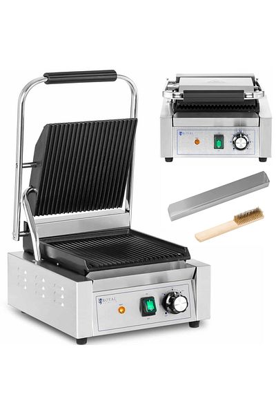 Royal Catering Grill kontaktowy elektryczny ryflowany 23 x 22 cm 1800 W