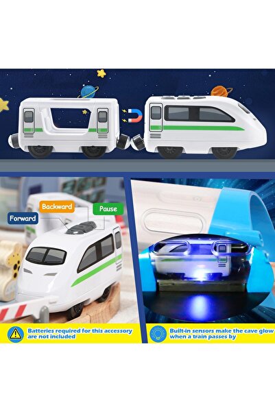 COOYA Electric Track Train Set Toys,Space Theme Design,Wooden Track,for 3 years old and above children
