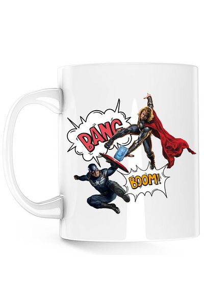 OEM Cana Thor Captain America Fight Shield Hammer Comics Balloons, alba, 330 ml