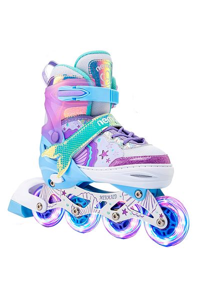 Elindor Adjustable rollers for children and adults, luminous silicone wheels, size L 38-41, Sirena model