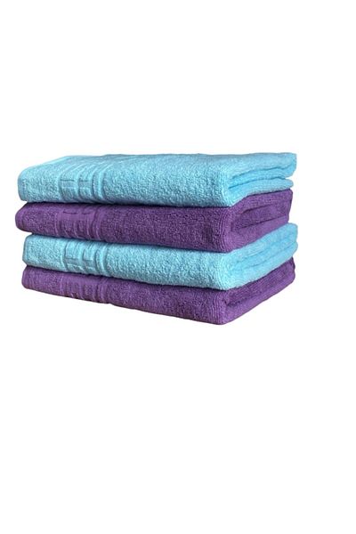 OEM Set 4 Towels Aquamarine Blue, Purple 70x140cm 100% Cotton 550gr
