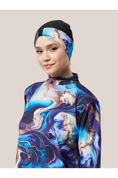 Fitsauna Πλήρως κλειστό απωθητικό νερού Quick Dry Hijab Μαγιό Σετ Ocean Model 1031