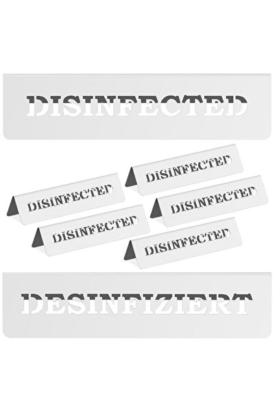 Royal Catering Plăcuță informativă din oțel inoxidabil DEZINFECTATĂ / DEZINFECȚIONATĂ 5 buc.