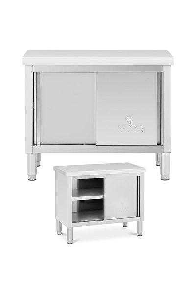 Royal Catering Stół gastronomiczny z szafką z drzwiami suwanymi STAL 100 x 50 cm do 285 kg
