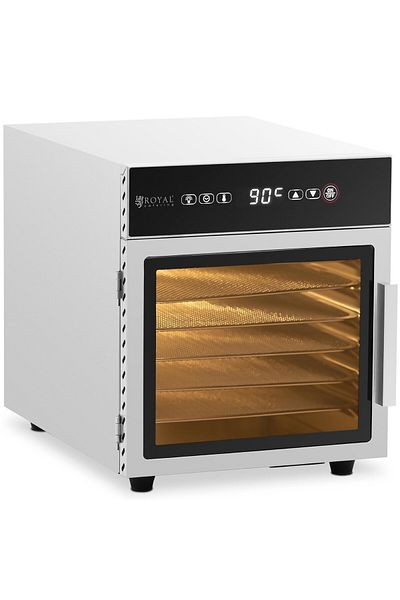 Royal Catering Deshidrator alimentar pentru ciuperci, fructe, legume, ierburi aromatice, 6 rafturi, 30-90 C, 500 W