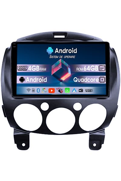 navi-it Navigatie dedicata Mazda 2 2007-2014, 4GB RAM 64GB ROM, Quad Core, Display 9" QLED 1K, Carplay, Andr