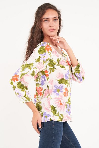 Timeout Camasa dama maneca lunga cu imprimeu floral