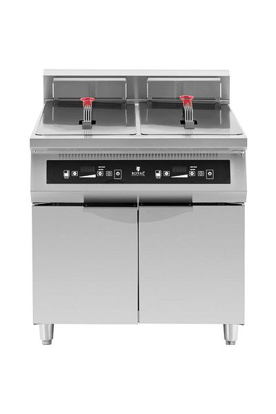 Royal Catering Friteuză dublă cu inducție și dulap 2 x 30 l 60-190 C 380 V 20000 W