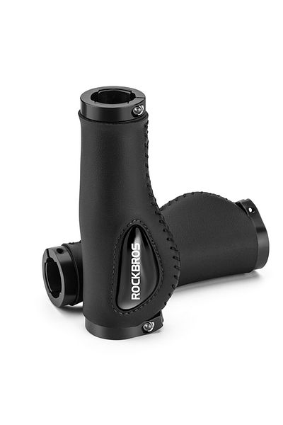 shumee Skórzane gripy uchwyty rowerowe na kierownicę śr. 22mm - czarne