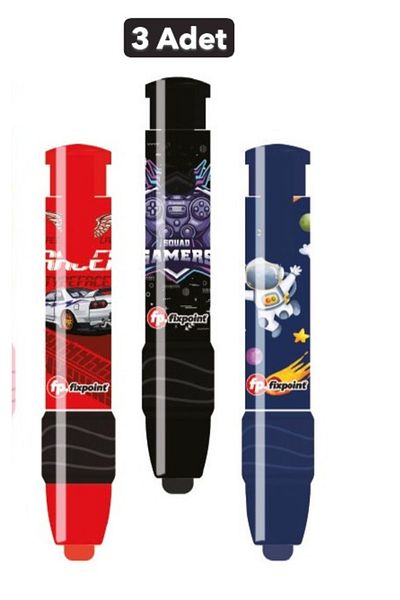 TMN Fixpoint -3 Pieces- Automatic Pastel Car Astronaut Console Themed Men's Set Rocket Eraser (P-1307)
