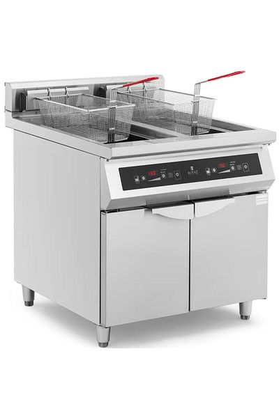 Royal Catering Friteuză dublă cu inducție și dulap 2 x 30 l 60-190 C 380 V 20000 W